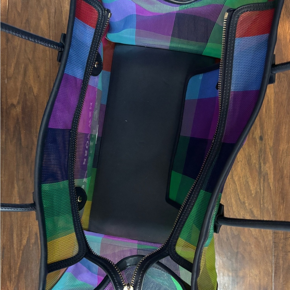 kate spade Multicolor Striped mesh Tote with Black Trim - Picture 4 of 5